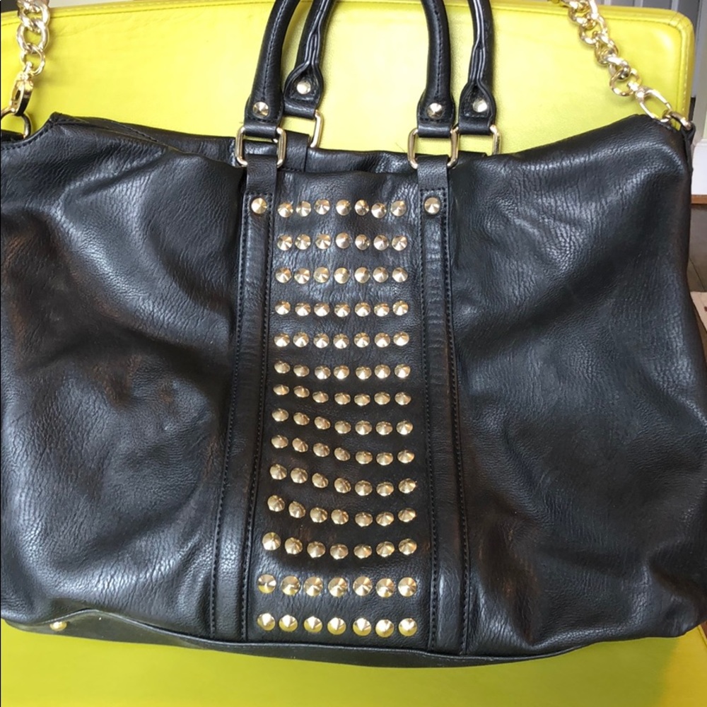 Large Steve Madden Purse | Black with Gold Studs